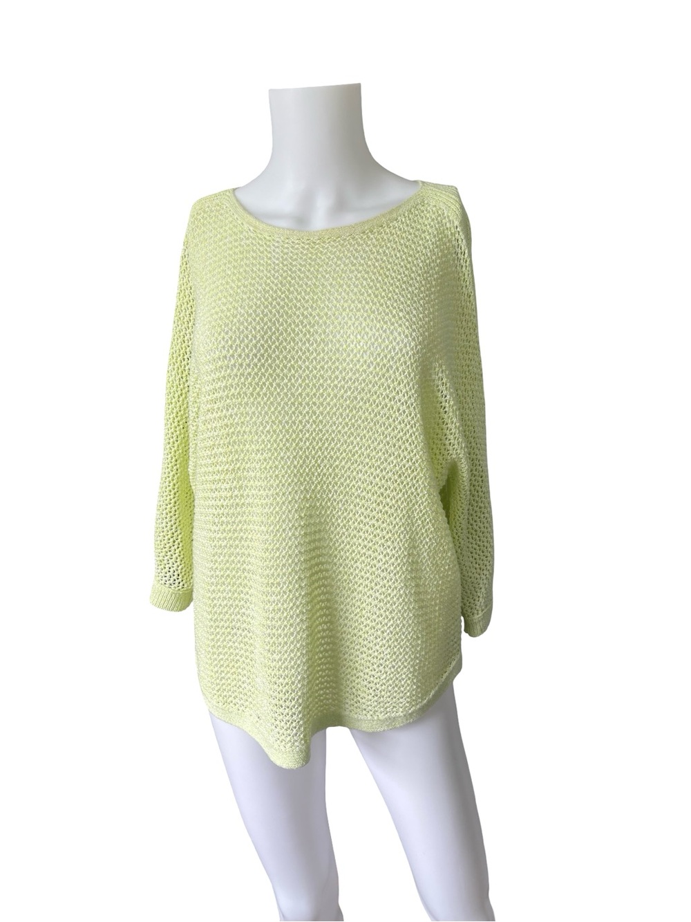 J Jill Green Open Knit Sweater Cotton Blend Layering Womens Size Small Petite